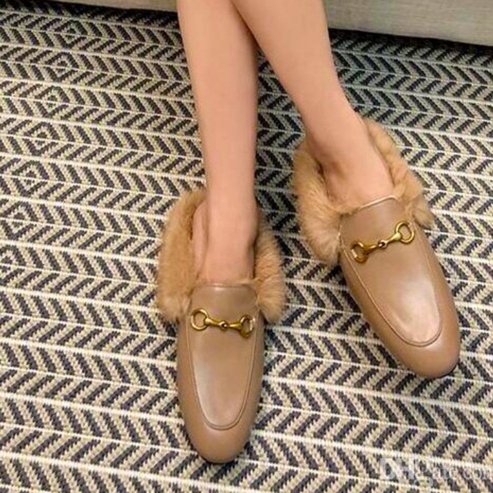 Tan and Gold Loafers with Chain Detail